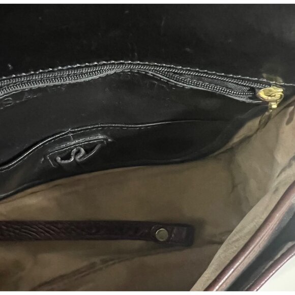 Vintage Brahmin Croc Embossed Leather Crossbody Bag Black‎ & Brown - Picture 13 of 13